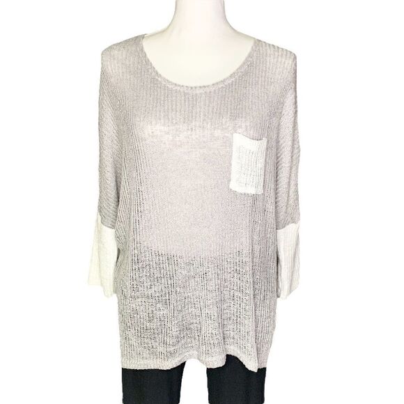 Women’s Key To My Heart gray white color block sweater - Picture 1 of 8